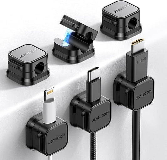 9 Pack Magnetic Cable Clips [Cable Smooth Adjustable] Cord Holder, Under Desk Cable Management, JOYROOM Adhesive Wire Holder Keeper Organizer for Home Office Desk Phone Car Wall Desktop Nightstand