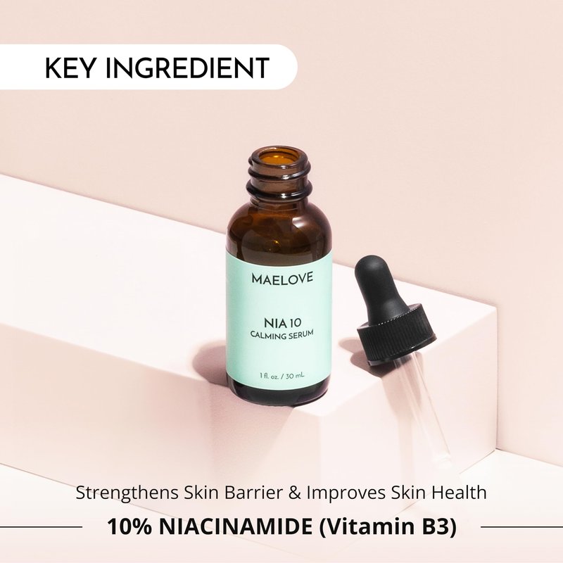 MAELOVE NIA 10 Niacinamide Serum, Calming Face Serum for Strengthening Skin Barrier, Hydration & Pore Refinement, Suitable for Sensitive, Dry, Acne-Prone Skin, Vegan, Cruelty-Free, USA Made