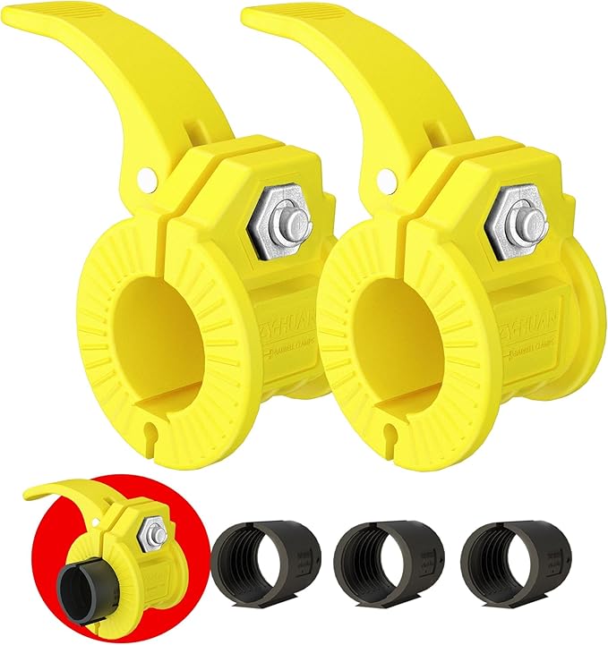 ZY-HUAN Barbell Clips 1 inch Barbell Clamps 0.9-1.18inch Quick Release Weight Clips for Bars Multi-Size Adjustable Olympic Barbell Clamps (Yellow)