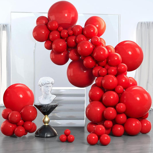 PartyWoo Red Balloon Arch Kit - 140 Pcs in Various Sizes for Birthday, Graduation, and Celebrations