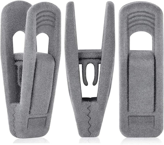 TOFIIGREM Grey Velvet Clips - 20 PCS Non-Slip Clips for Slim Velvet Hangers | Ideal for Pants and Clothes
