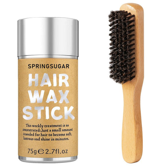 Slick Back Hair Brush & Hair Wax Stick Set for Slick Back – Boar Bristle Hair Brush for Sleek, Control, Flyaways & Baby Hairs – Slick Back Brush for Women, Dancer, Cheer