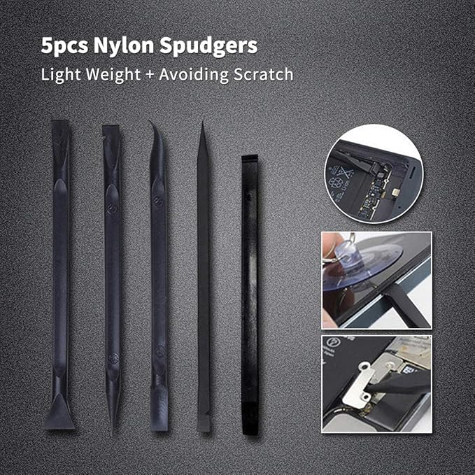 17 in 1 Electronics Repair Tools Opening Pry Tool Kit with Dual Ends Metal Spudgers and Black Tweezers Replacement for iPad Tablets Laptop Electronics Device Mobile Phone