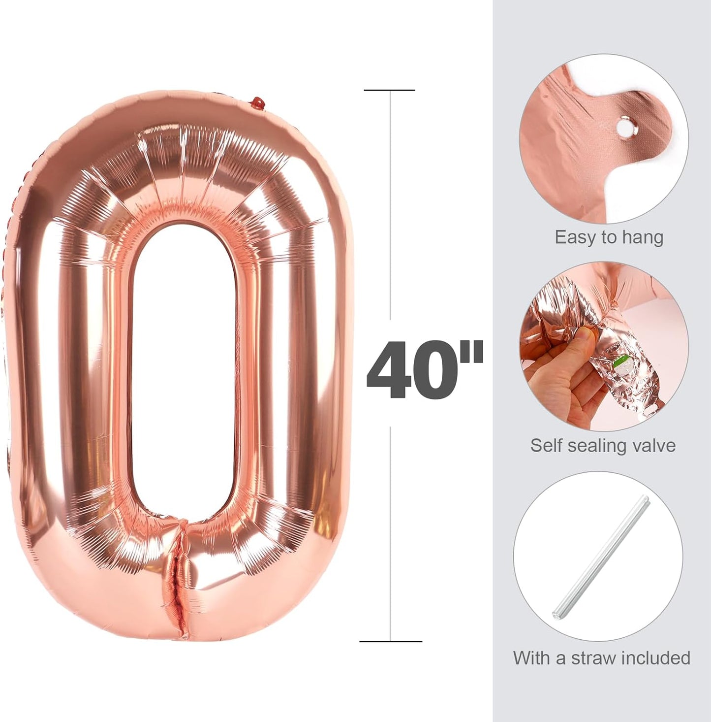 Regine Switzerland 40-Inch Rose Gold Number 27 Balloons - Perfect for Birthday, Wedding & Graduation Celebrations