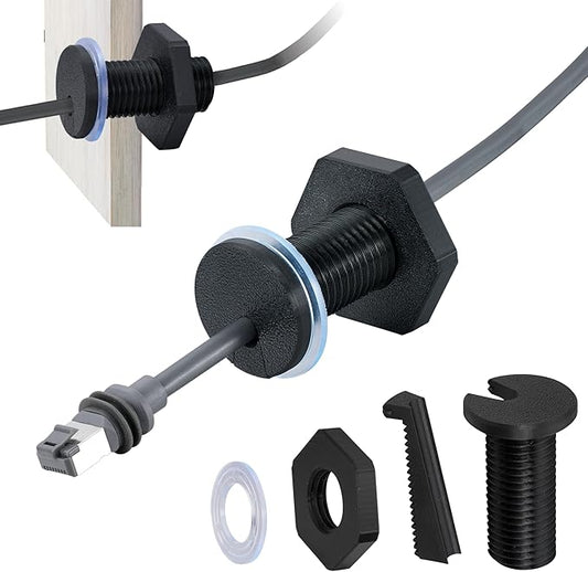 Dikiwodark RV Cable Passthrough for Starlink mini, RV Cable Grommet Compatible with Starlink, Ethernet, Coax, Water-Resistant and Anti-Drop RV Cable Routing(Black)