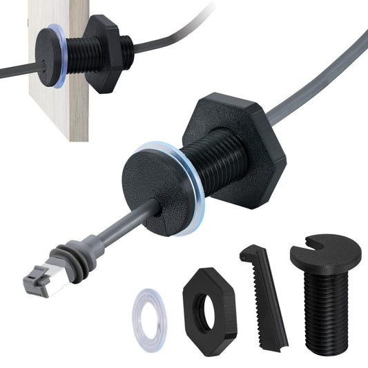 Dikiwodark 2Pcs RV Cable Passthrough for Starlink mini, RV Cable Grommet Compatible with Starlink, Ethernet, Coax, Water-Resistant and Anti-Drop RV Cable Routing(Black)