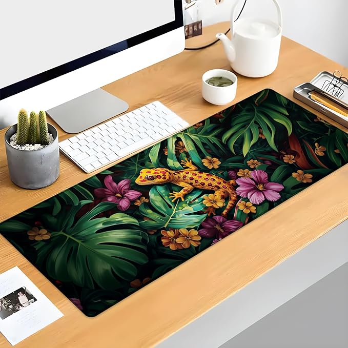 Kibue Lizard Gaming Mouse Pad Extended Desk Computer Keyboard Laptop Mouse Pads for Gaming Home Office Work, Large Long Desk Mat Mousepad with Non-Slip Rubber Base 31.5×11.8inch(20)