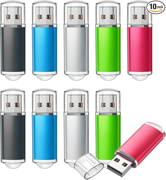 TOPESEL 8GB 10 Pack USB Flash Drive Thume Drive 2.0 Memory Stick Fold Storage Thumb Stick Jump Drive Pen Swivel Design for PC laptops, Tablets, TVs, car Audio (5 Mixed Colors)
