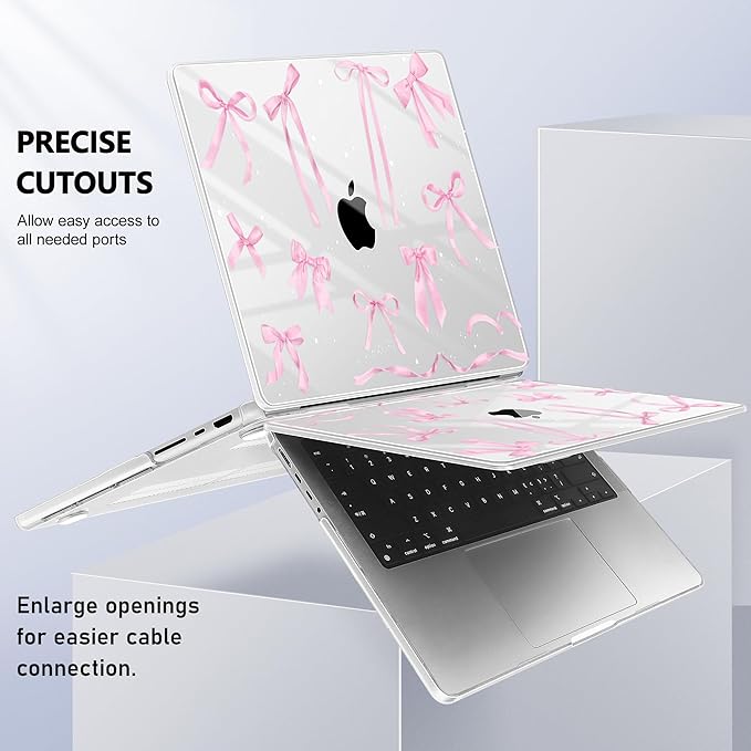 Lepeoac for MacBook Pro 16 inch Case 2021 2022 2023 2024 Release A3186 A3403 M4 A2991 M3 A2780 M2 A2485 M1 Pro/Max, Hard Shell Case with Screen Protector & Keyboard Cover, Bowknot