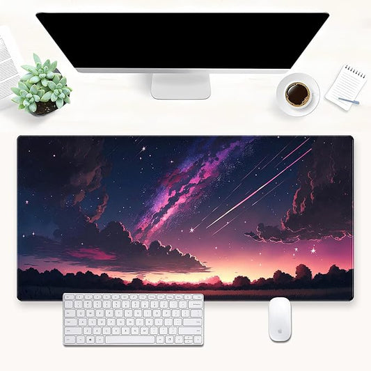 Anime Galaxy Desk Mat, Large Gaming Mouse Pad 31.5x15.7x0.12 in for Gamer