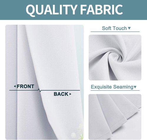 ChrisDowa Blackout Curtains - Thermal Insulated Room Darkening Panels, 70 x 63 Inch, Greyish White