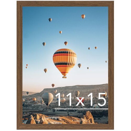 JCJMY 11x15 Picture Frame Brown for Wall Hanging, Wall Mounting Horizontally or Vertically, 11 x 15 Wall Gallery Poster Photo Frame with Shatter Resistant Plexiglass, Brown