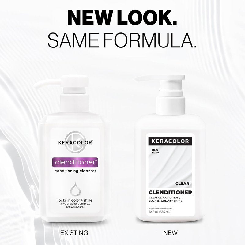 Keracolor Clenditioner Cleansing Conditioner - Color Protecting Keratin-Infused Hair Cleanser | Clear, 2 Sizes Available
