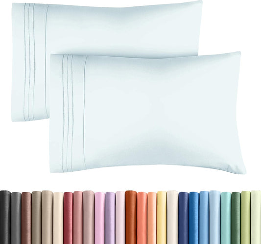 Skiennix Queen Pillow Cases Set of 2 - Ultra Soft Hotel Quality - Wrinkle Free & Stain Resistant - Ice Blue
