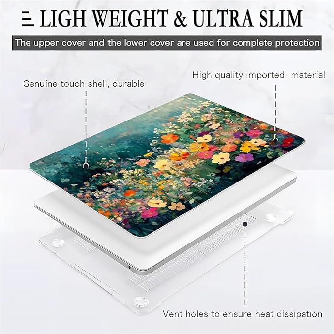 COTAIL Compatible with MacBook Air 13.3 13.6 Inch Case 2022 2021 2020 2019 Plastic Hard Shell Case Cover,13.3 Pro(A1706/A1708/A1989/A2159/A2289/A2338), Spring Flowers