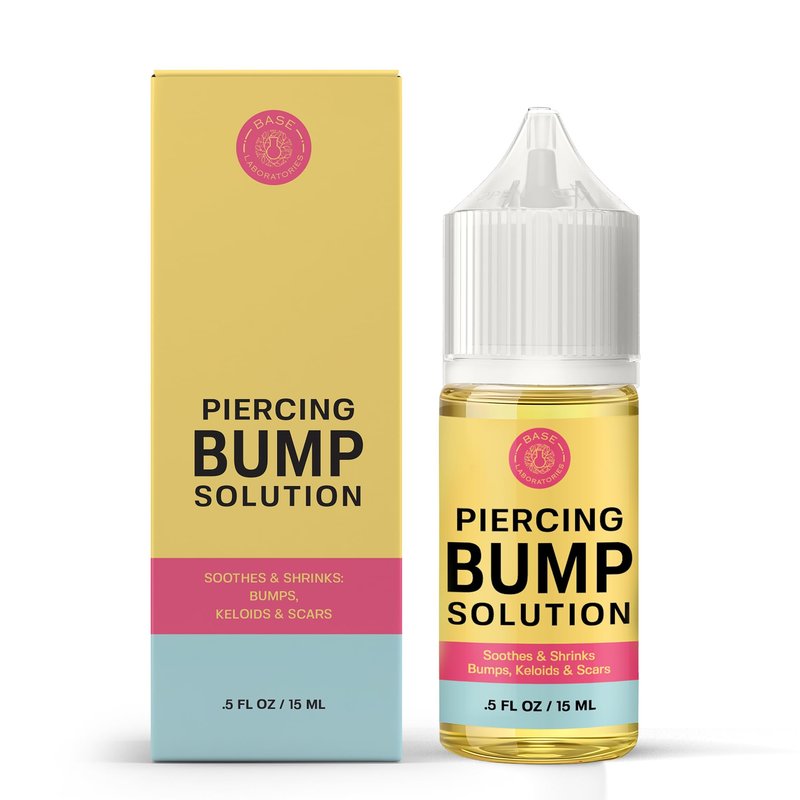 Base Labs Piercing Bump Aftercare Kit - Piercing Bump Solution - Keloid Bump Removal Oil (.5 oz) Plus Hypochlorous Acid Spray for Piercing Aftercare (8oz) - Piercing Bump & Keloid Treatment Duo