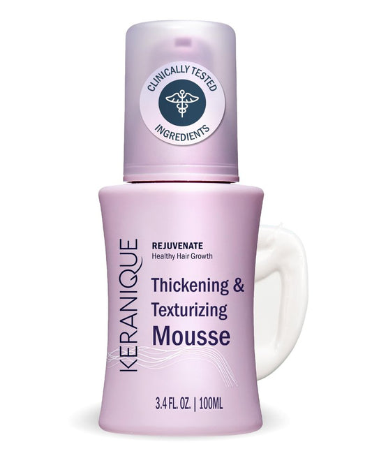 Keranique Volumizing Hair Mousse for Women – Thickening & Styling Anti-Frizz Foam for Fine, Straight, Wavy & Curly Hair – Lightweight Volume with Long-Lasting Hold – Non-Sticky, Non-Greasy – 3.4 Fl Oz