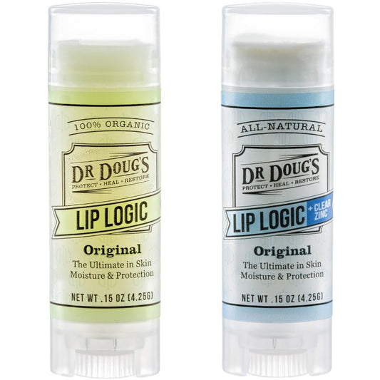 Dr. Doug’s Lip Logic All-Natural Lip Balm Duo (2-Pack) | Hydrating Lip Care with Zinc for Sun Protection | Soothes, Moisturizes, and Shields Lips | Portable, Non-Toxic Formula for Sensitive Skin