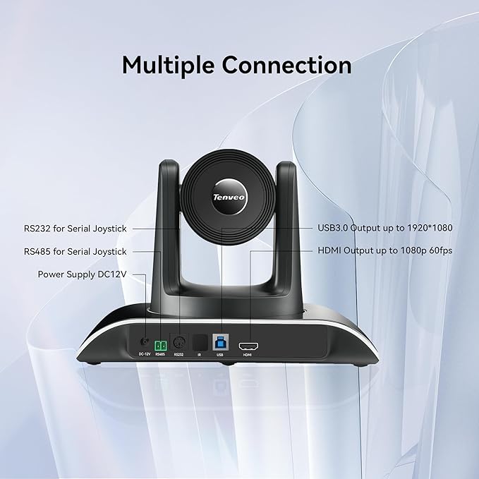 Tenveo 3X Optical Zoom 1080P 60FPS PTZ Conference System with 93°Wide-Angle Lens and MagiCall Bluetooth Speakerphone, Video Output via USB 3.0/HDMI/RS485/RS232, Ideal for Large Meetings