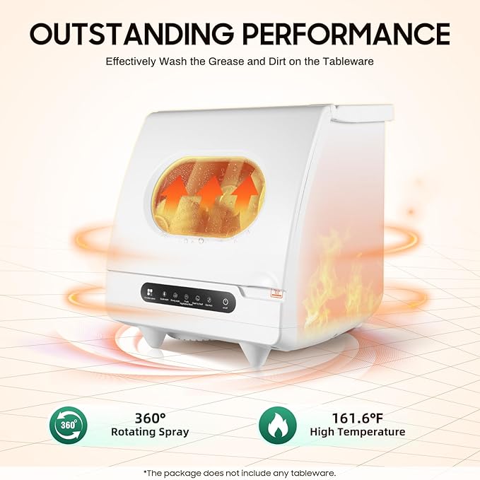 800W Countertop Dishwasher 5 Washing Program with 360°Dual Spray Leak-Proof Dry Portable Dishwasher Compact & Convenient Mini Dishwasher for Kitchen,Office,RV (800W-15.6 * 15.4 * 16.9in)