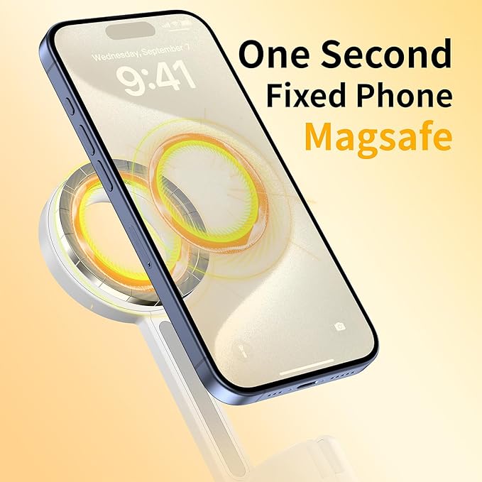 SEAJIC Magnetic Phone Tripod for iPhone 54" Selfie Stick Tripod with Remote and Metal Ring, Phone for Video Recording, Cell Phone Mount Stand for Cellphone (White, 54in)