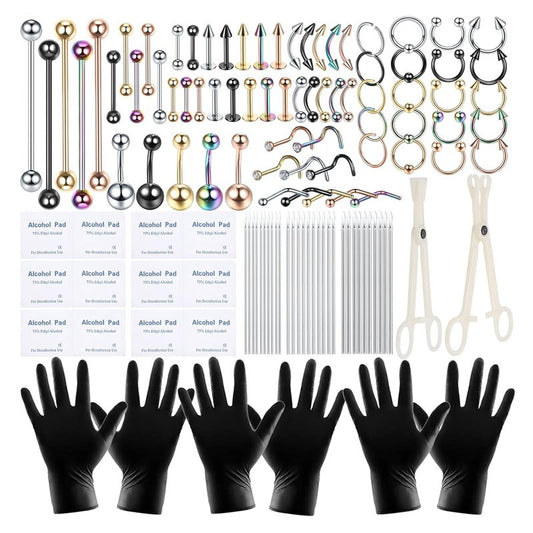 Body Piercing Kit - 120PCS Surgical Steel Jewelry with 14G, 16G, 20G Rings & Tools | Complete Piercing Supplies