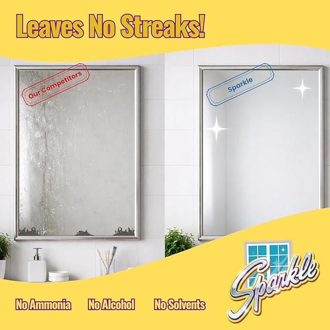 Sparkle Glass Cleaner Spray Bottle & 1 Gallon Refill, Ammonia-Free Original Formula, Streak-Free Shine, 33.8 fl oz + 128 fl oz (Pack of 1 Set)