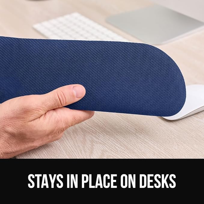 GORILLA GRIP Silky Memory Foam Keyboard Wrist Rest and Mouse Pad for Computer, Ergonomic Typing Support, Desk Office Supplies Gaming Accessories, Hand & Arm Mousepad Cushions and Coaster Set Navy Blue