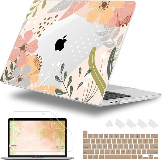 Lepeoac for MacBook Pro 16 inch Case 2019 2020 Release Model A2141, Plastic Hard Shell Cover with Keyboard Cover & Screen Protector for MacBook Pro 16 inch with Touch Bar & Touch ID - Floral P227