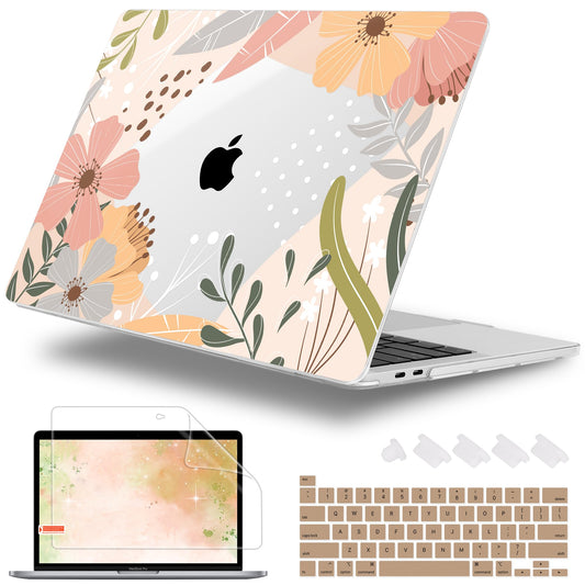 Lepeoac for MacBook Pro 16 inch Case 2019 2020 Release Model A2141, Plastic Hard Shell Cover with Keyboard Cover & Screen Protector for MacBook Pro 16 inch with Touch Bar & Touch ID - Floral P227