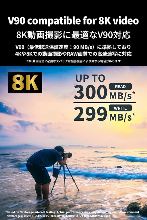 Nextorage Japan 64GB 2Pack SDCard UHS-II Memory Card V90 Canon, Sony, Nikon, Fujifilm, Panasonic Camera 8K 4K High-Speed Continuous Shooting pSLC Max Read 300MB/s Max Write 299MB/s NX-F2PRO64G
