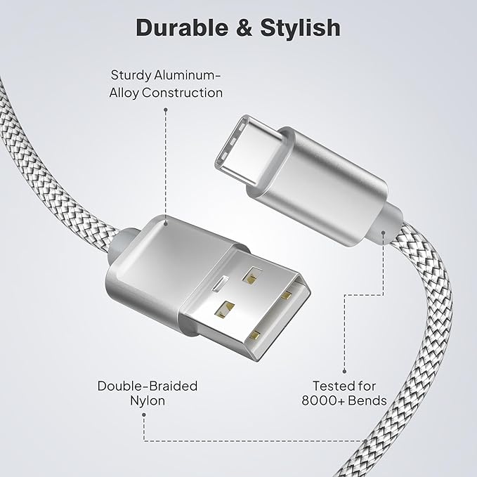 Elebase iPhone 17 17e Pro Max Charging Cable 1.5/3.3/6.6FT 3Pack,USB A to Type C Car Charger Cord,USBC Carplay Cable for New Apple 16 Plus iPad 10 Mini 7 Air 8,Airpods,Samsung Galaxy S26 S25 A17 Ultra
