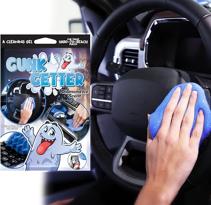 Gunk Getter Car Cleaning Gel 12 Pack for Those Hard to Reach Places, Automotive Cup Holder Electronic Keyboard Office, Slime Gel Cleaner Dust Crumb Removal (Diamond Ice, 12 Pack)
