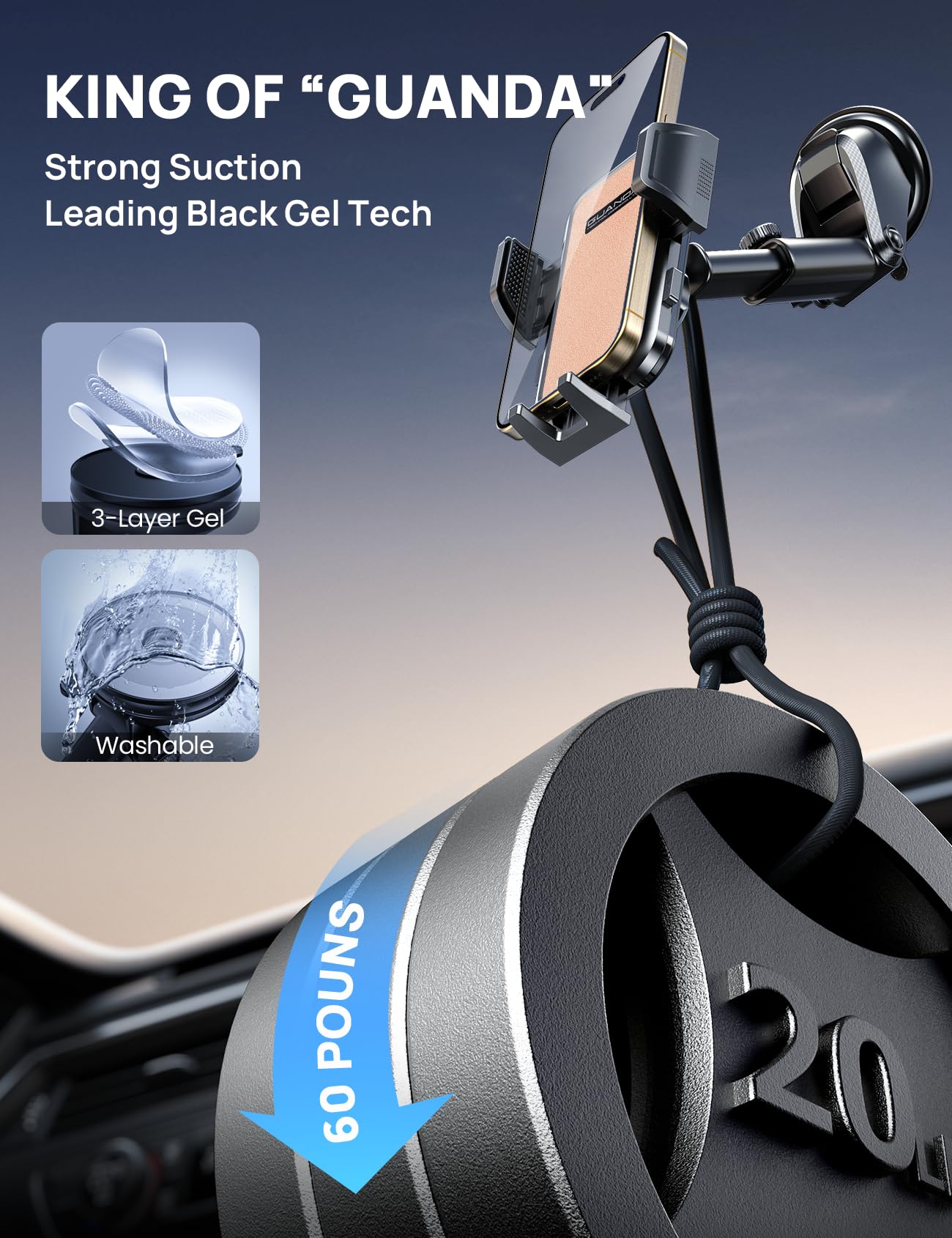 2026 Ultimate Car Phone Holder Mount (+Air Vent Clip) [Military Grade Stable], 360° Rotatable Suction Cup Car Phone Mount for Dashboard Windshield ,Truck Cradle Stand for iPhone 17 16 Pro Max Samsung