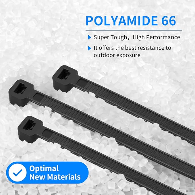 MasiStranth 2000 PCS Zip Ties Assorted Sizes 4+6+8+10+12 Inch Self-locking Nylon Cable ties Heavy Duty Outdoor, UV Resistant Wire Straps for Home Office Garden Workshop Indoor Outdoor Fence((White)