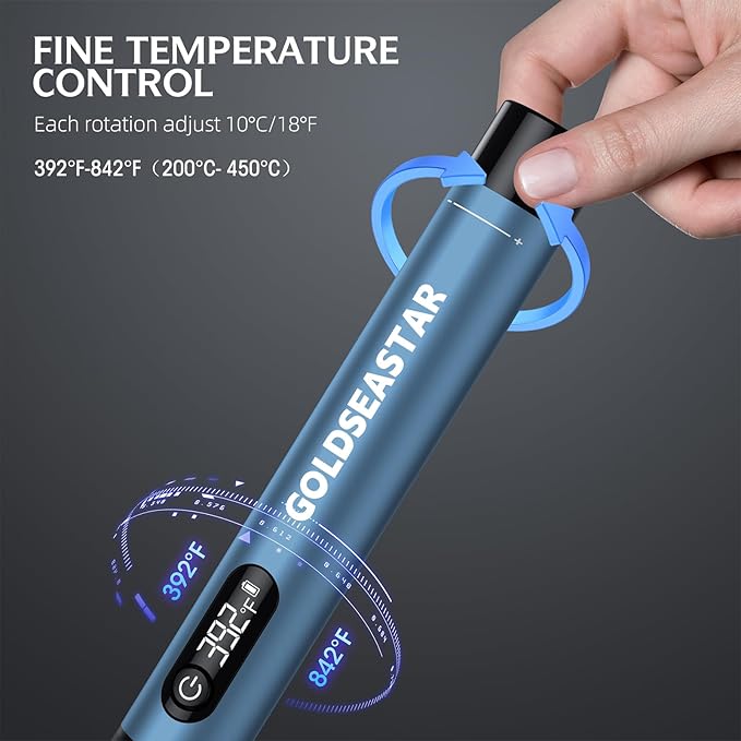 Cordless Soldering Iron Kit - 7s Fast Heating, Blue