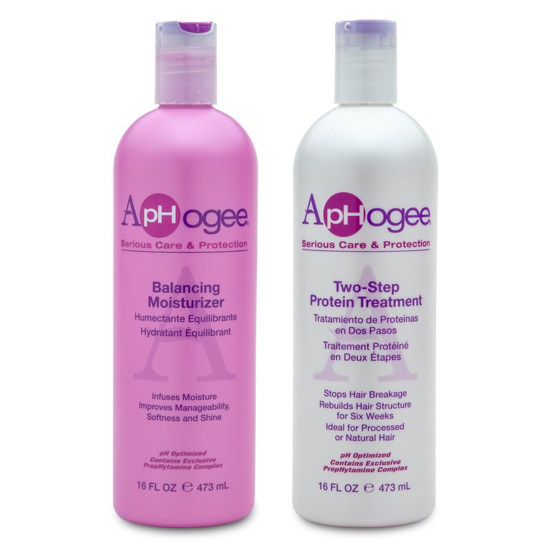 Aphogee Hair Care Double Bundle – Two-Step Protein Treatment (16 fl oz) & Balancing Moisturizer (16 fl oz)