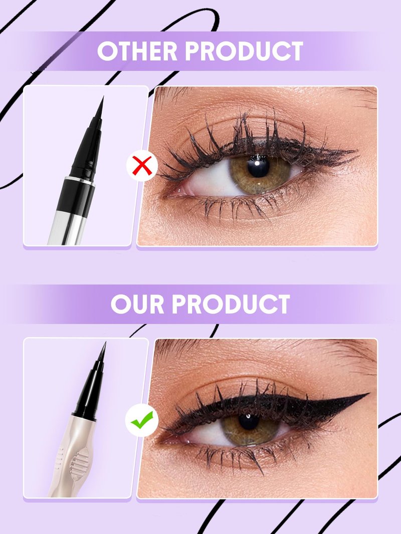 SHEGLAM Glide Control Liquid Eyeliner Smooth Long-Lasting Waterproof Easy to Grip-Matte Black