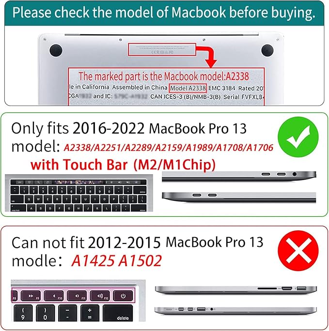 Teryeefi for MacBook Pro 13 inch Case Release 2016-2022, Fits Model A2338 A2251 A2289 A2159 A1989 A1708 A1706, Design Pattern Slim Cover+Keyboard Cover for 13 inch MacBook Pro M2 M1, Chrysanthemums