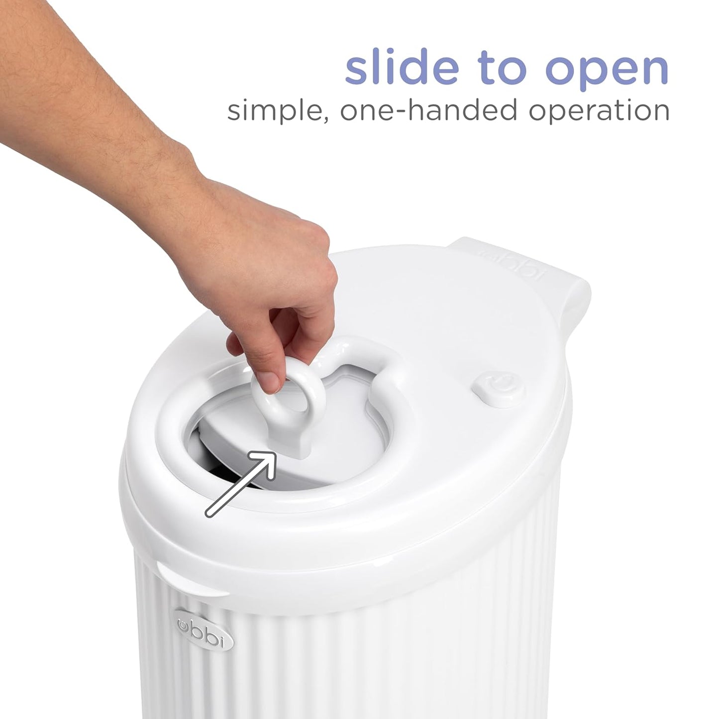 Ubbi Fluted Stainless Steel Diaper Pail - Odor Locking Design | No Special Bags Required, White
