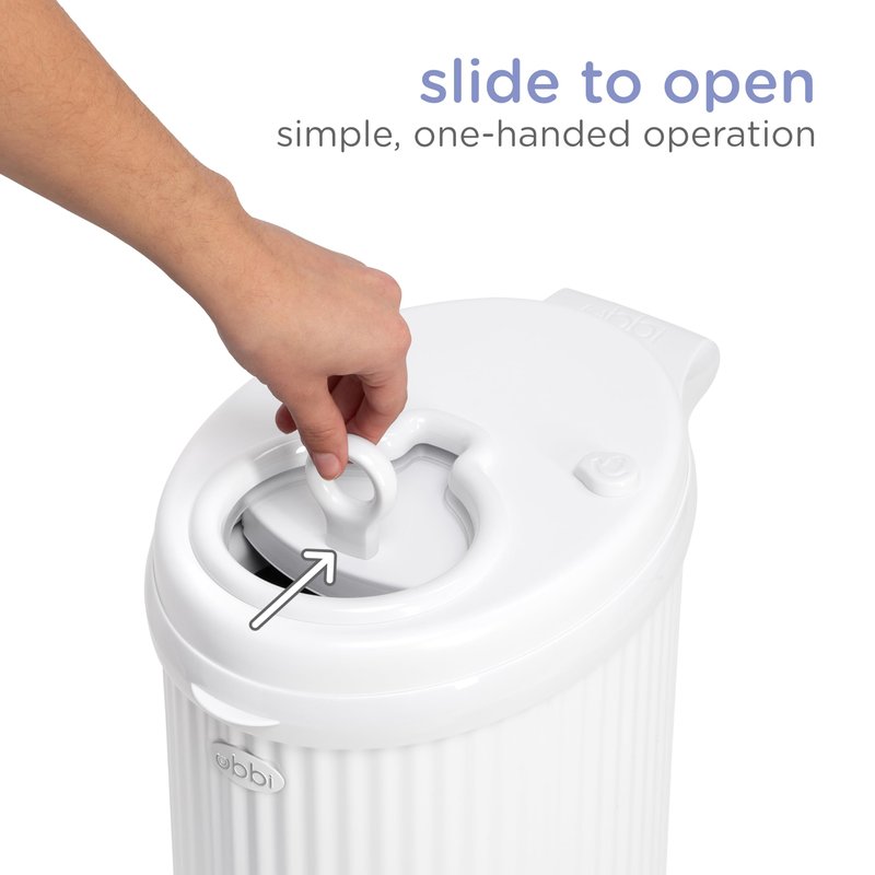 Ubbi Fluted Stainless Steel Diaper Pail, Odor Locking, No Special Bag Required, Award-Winning, Registry Must-Have, White