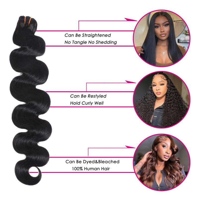 PIAPIA 16A Raw Body Wave Human Hair Bundles Human Hair 100% Unprocessed Brazilian Boutique Virgin Hair Extensions,Double Wefts,Triple Lifespan (Body Wave 1 Bundle, 18)