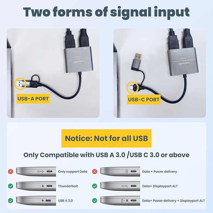 WinRaybot USB to HDMI Adapter for 2 Monitors-USB3.0 to Dual hdmi for 3 Monitors-USB to HDMI with Two HD Displau Supports Mac & Windows/Dual HDMI Extender -External Video & Graphics Card Adapter
