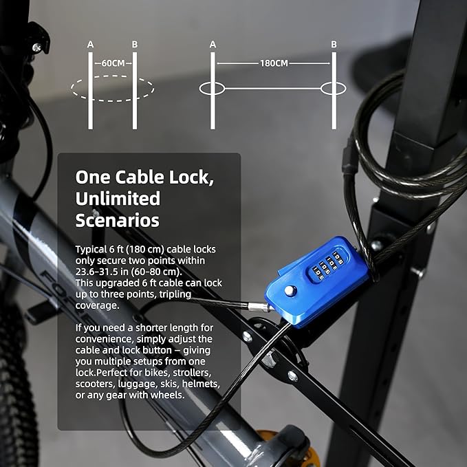 UP Security 6ft Python Cable Lock for Bike, Bicycle, Trail Camera Locking, 4 Digit Combination Lock Outdoor Use, Heavy Duty Anti Theft, Long Security Cable Wire Candado for Trail Cam, eBike, Kayak
