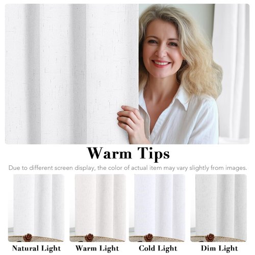 H.VERSAILTEX Linen Blackout Curtains Durable Thick Textured Linen Look 100% Blackout Patio Door Curtain Anti Rust Grommet Extra Wide Sliding Door Curtain Panel, W100 x L108 inch - Pure White