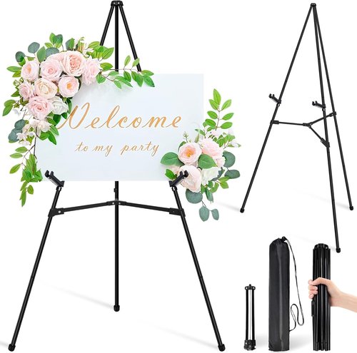 Display Easel Stand - 63" Adjustable Lightweight Poster Easel for Weddings & Paintings | Black