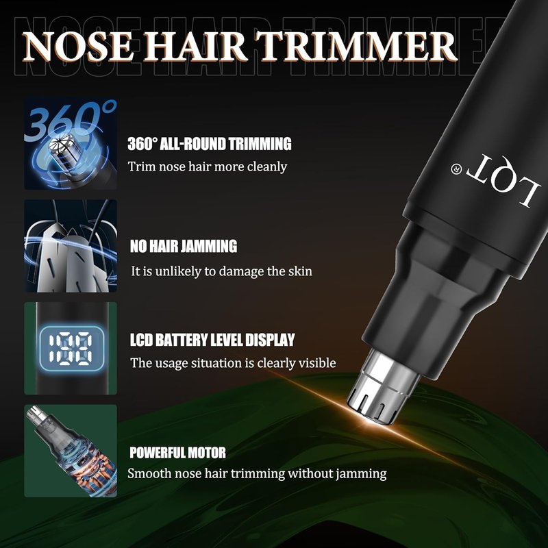 Hair Clippers for Men - 3-Piece Cordless Grooming Kit | Rechargeable Clipper, Foil Shaver & Nose Trimmer