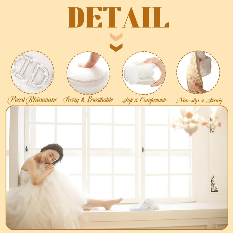 Kovewon Bridal Shower Gifts, Bride to Be Letter Makeup Bag with Pearl Rhinestone Fuzzy Bride Slippers Wedding Engagement Gifts for Her, Bachelorette gifts