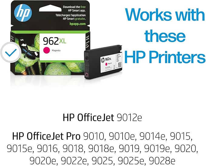 HP 962XL Magenta High-Yield Ink Cartridge | Works with OfficeJet 9010, Pro 9010, 9020 | Eligible for Instant Ink | 3JA01AN