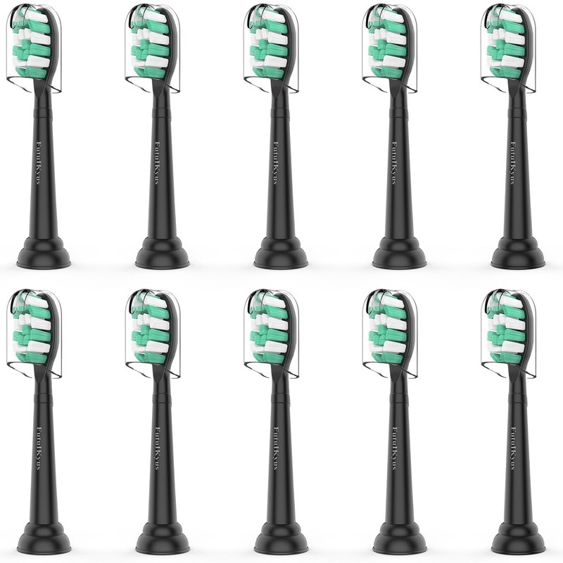 Toothbrush Replacement Brush Heads for Philips Sonicare C1 C2 ProtectiveClean 4100 5100 5300, Electric Sonic Tooth Refill Head Plaque Control, 10 Pack, Black